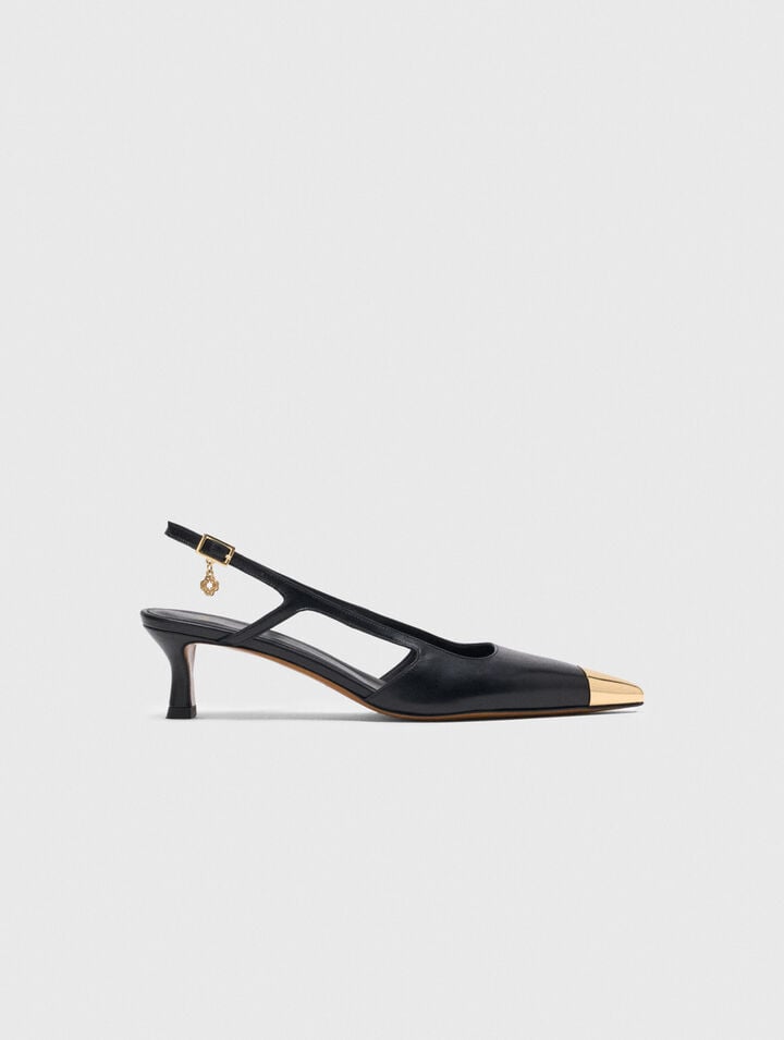 Smooth leather slingback pumps