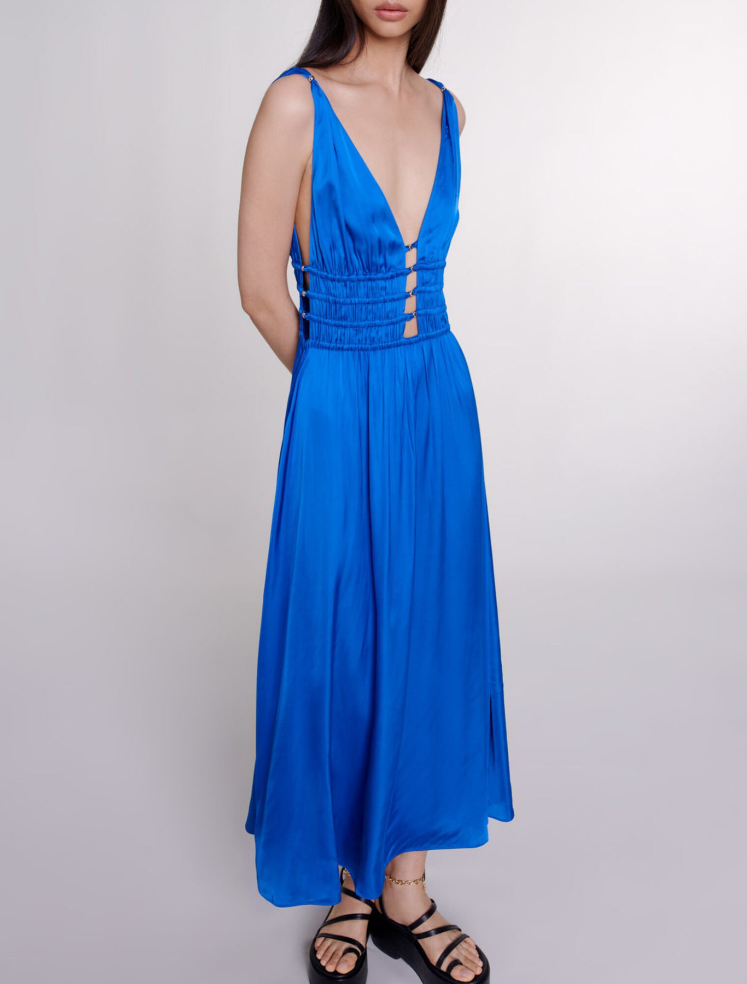 Openwork satin-effect dress