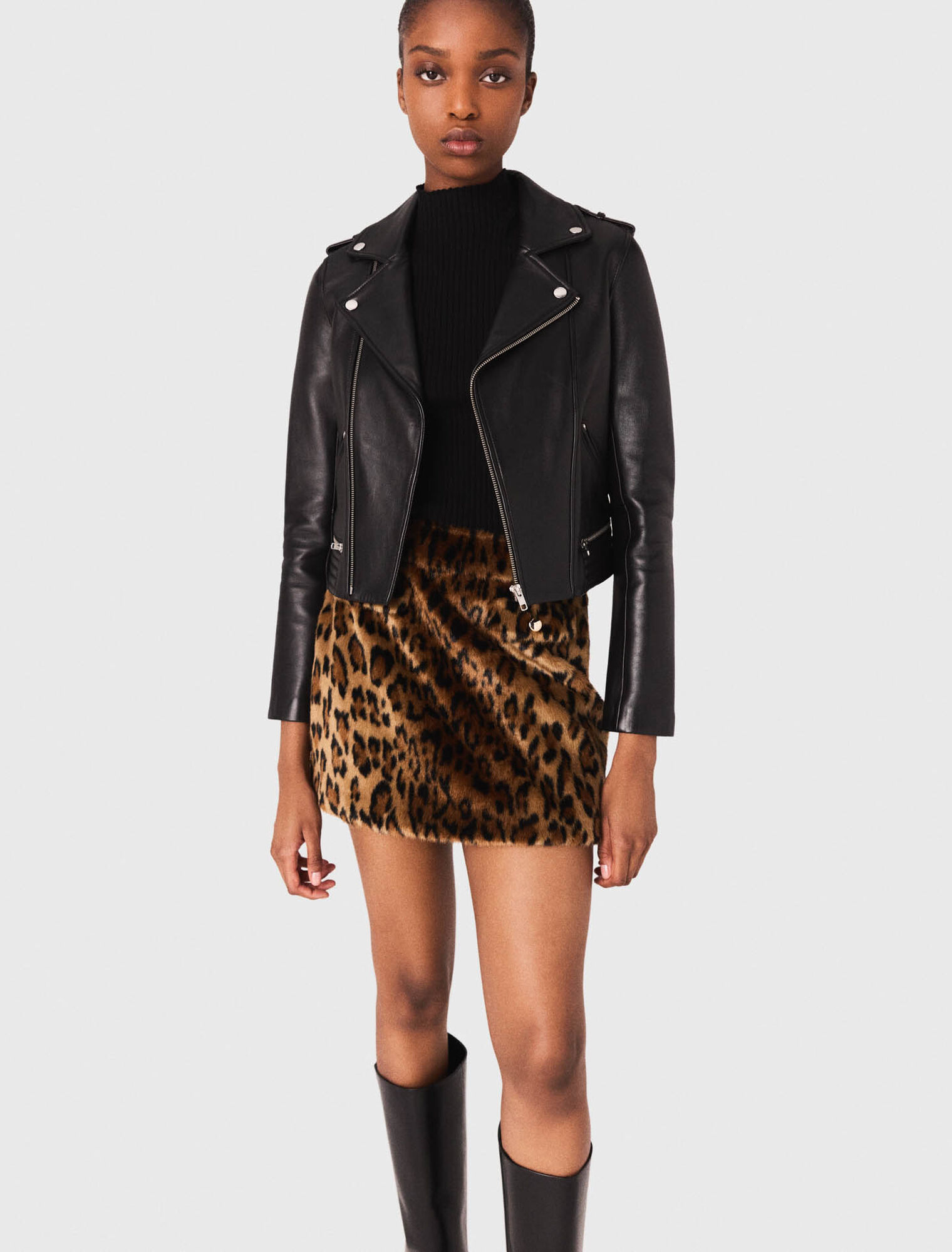 Leather biker-style jacket