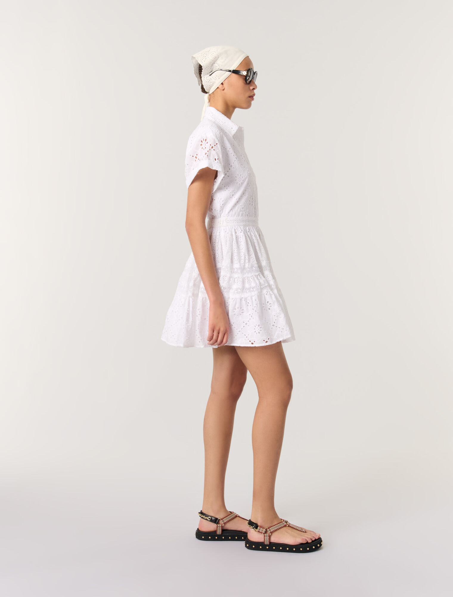 Embroidered babydoll dress