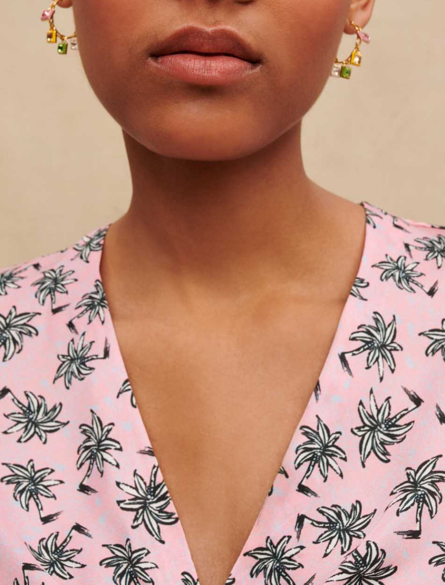 Palm-tree print crop top