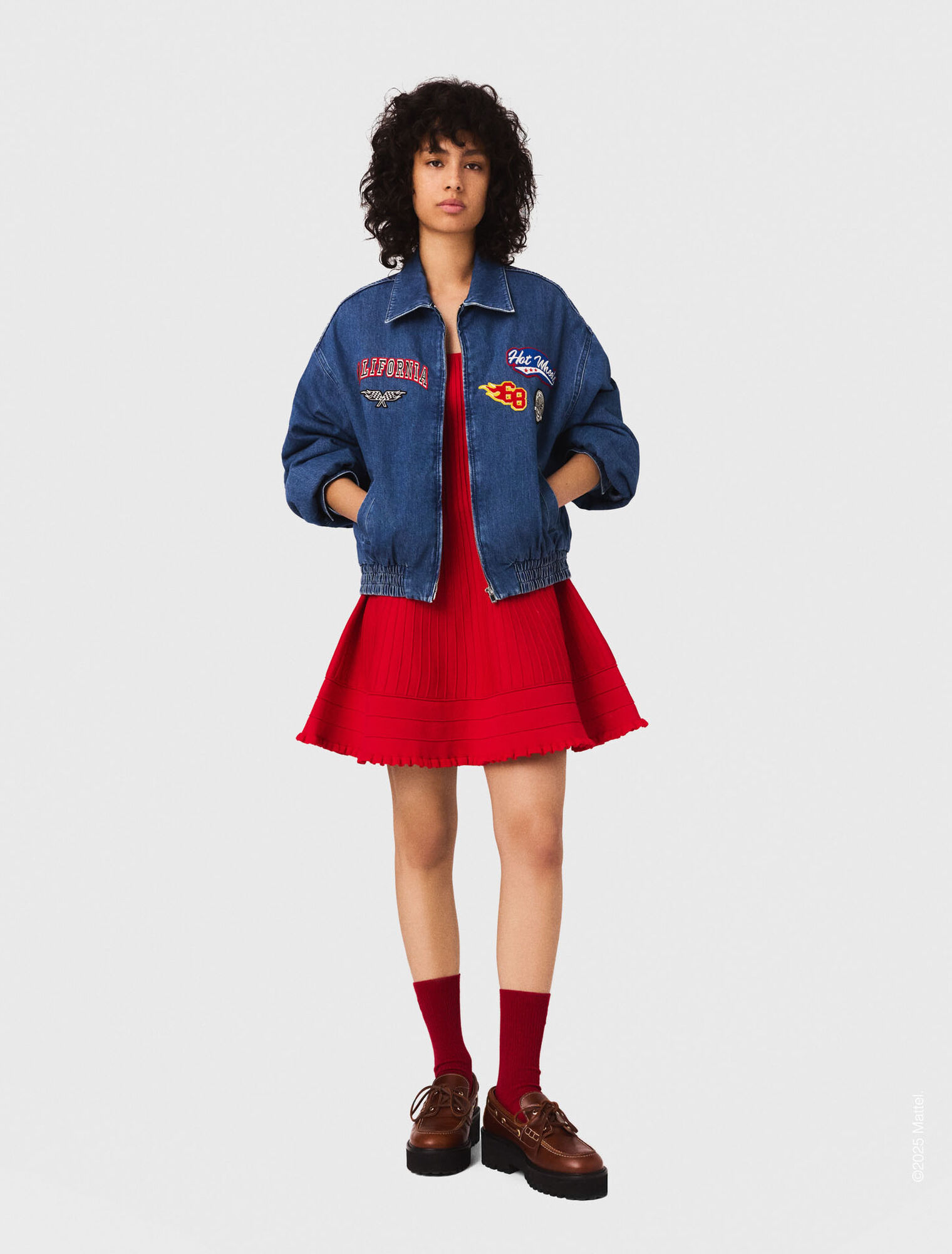 Oversized embroidered denim jacket