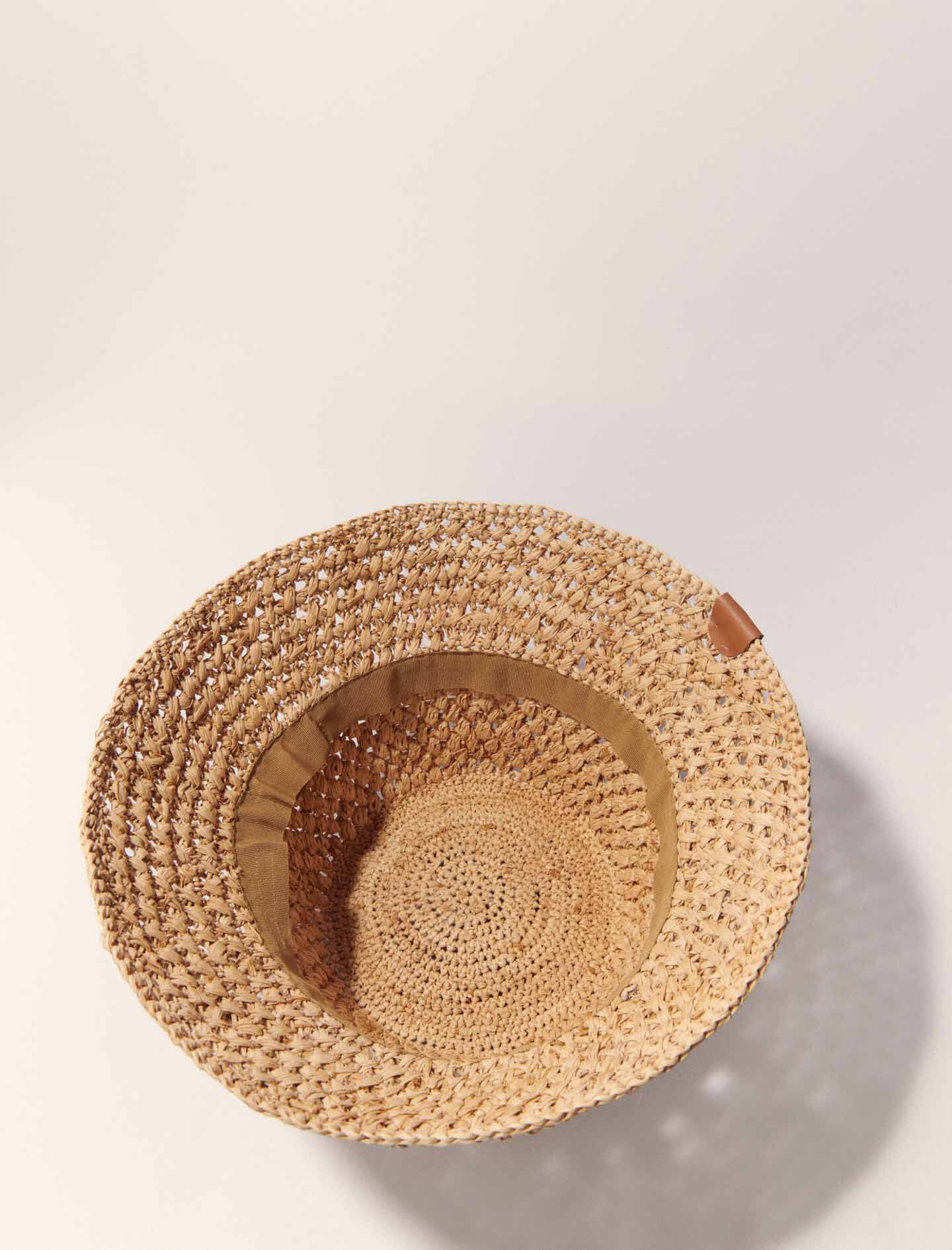 Crochet raffia bucket hat Natural For Women | Maje