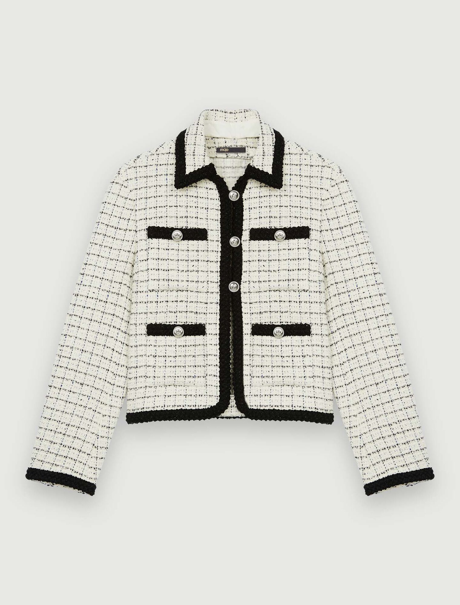 Marl tweed jacket with checked motifs