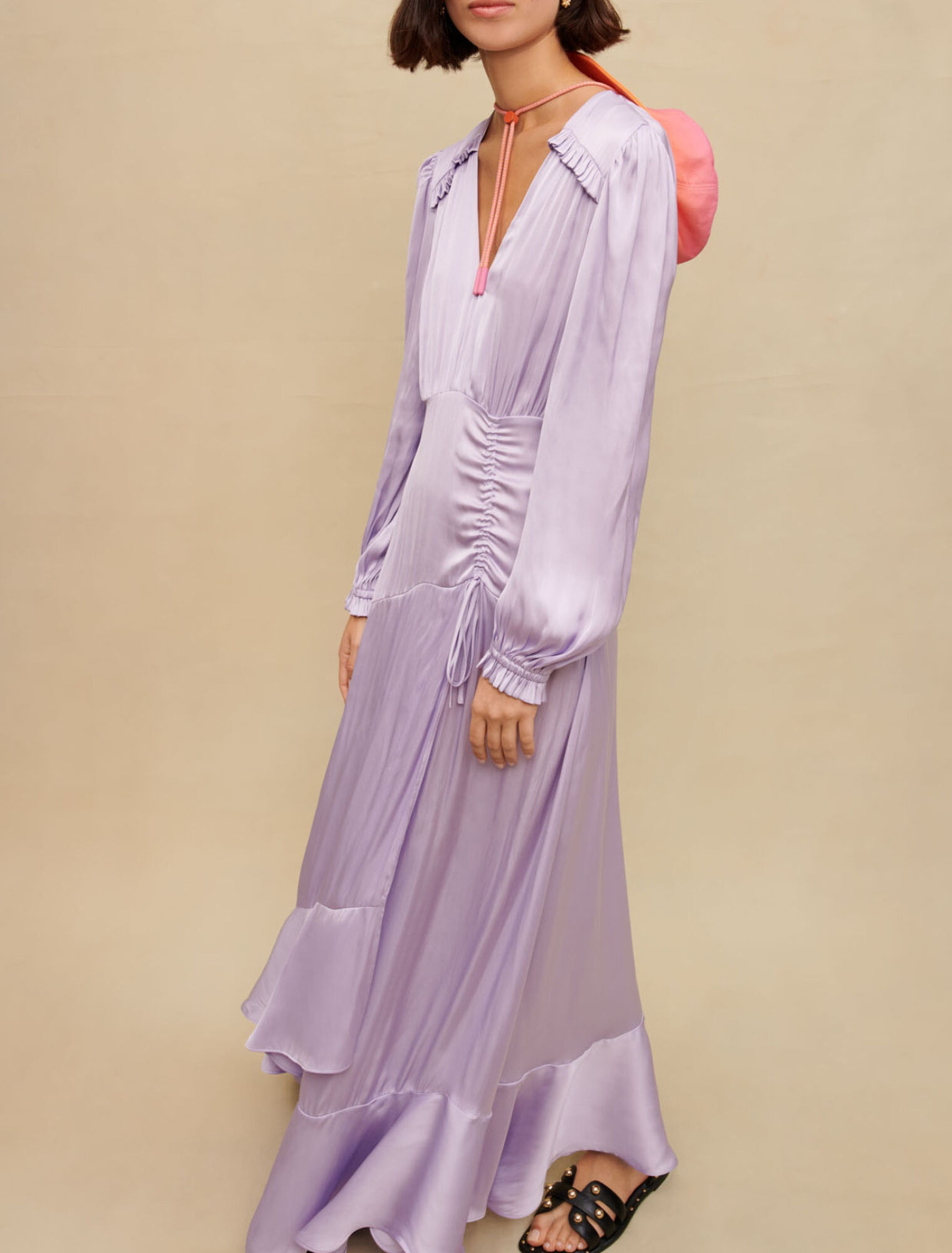 Long fluid satiny dress