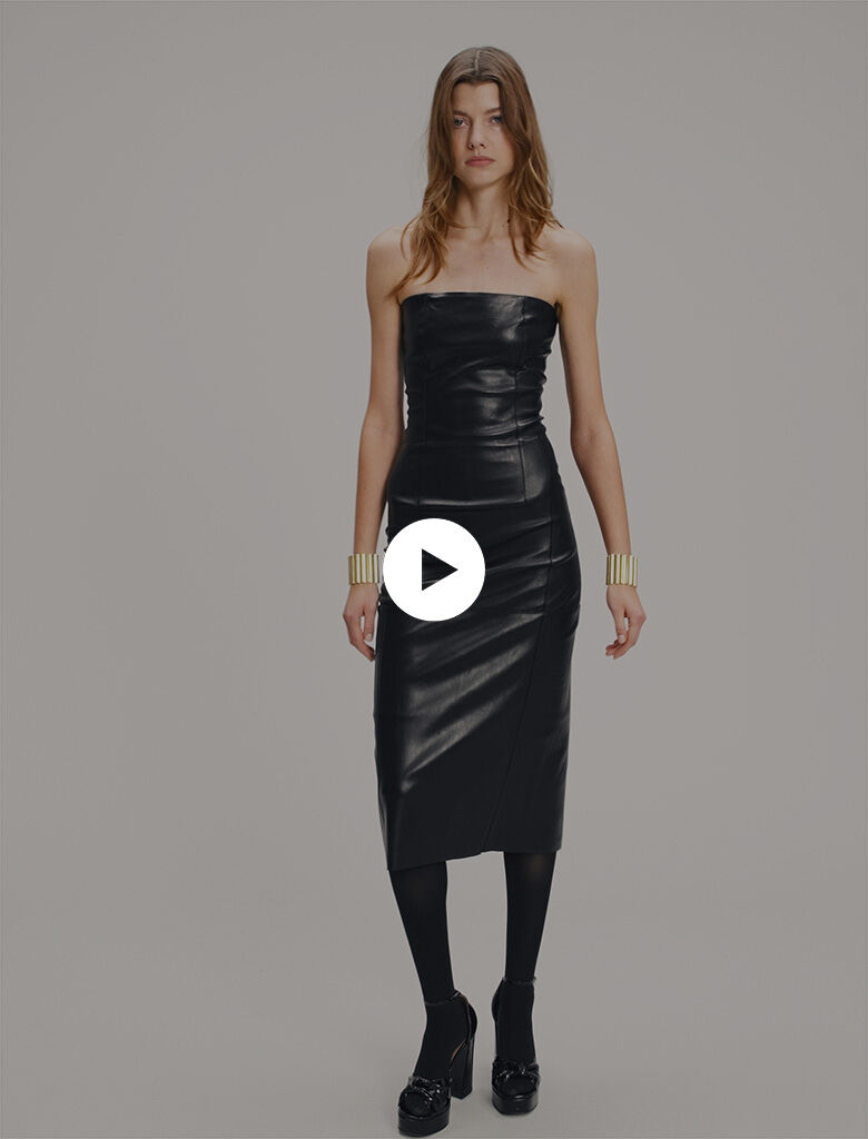 Bustier leather midi dress Black / Gray For Women | Maje