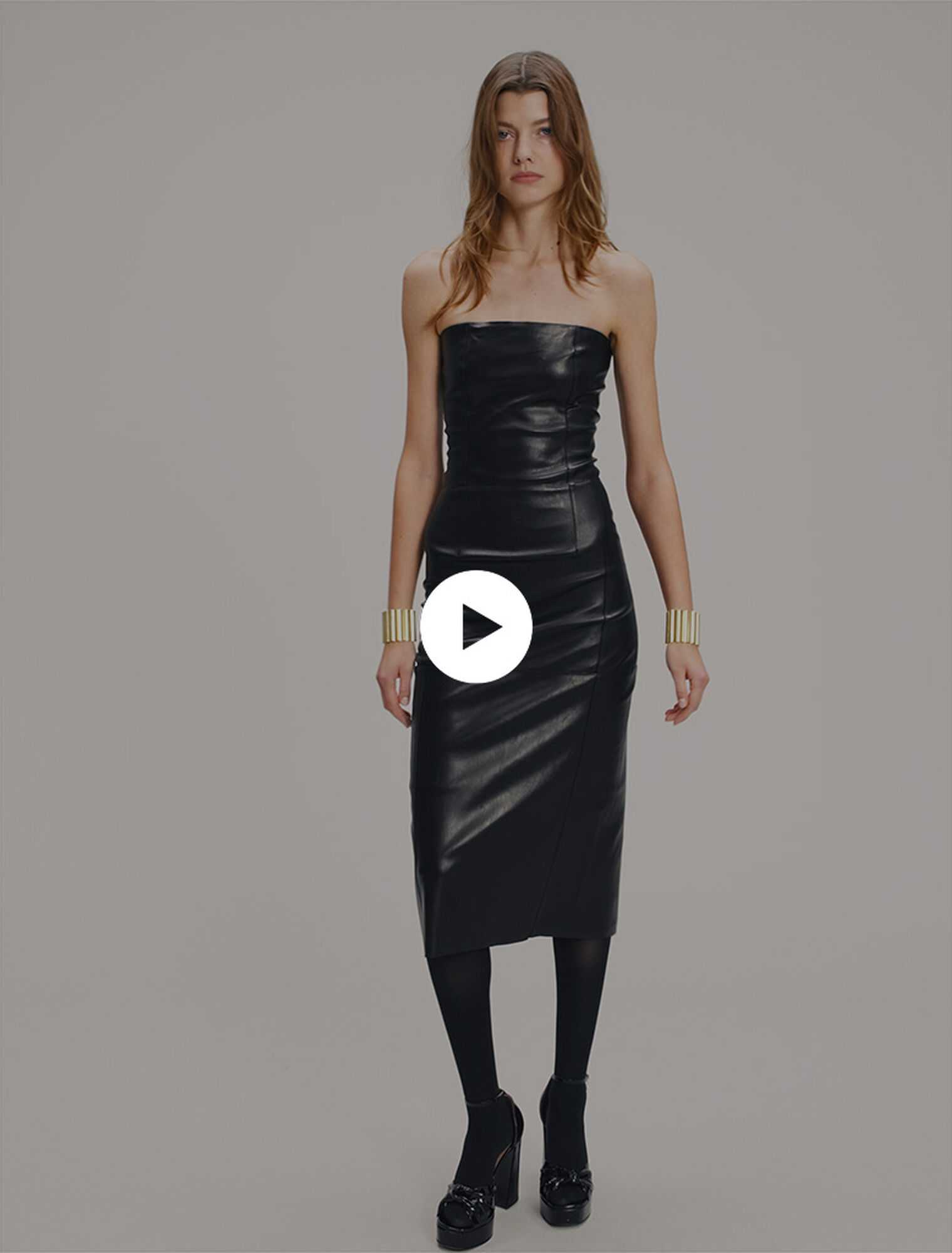 Bustier leather midi dress
