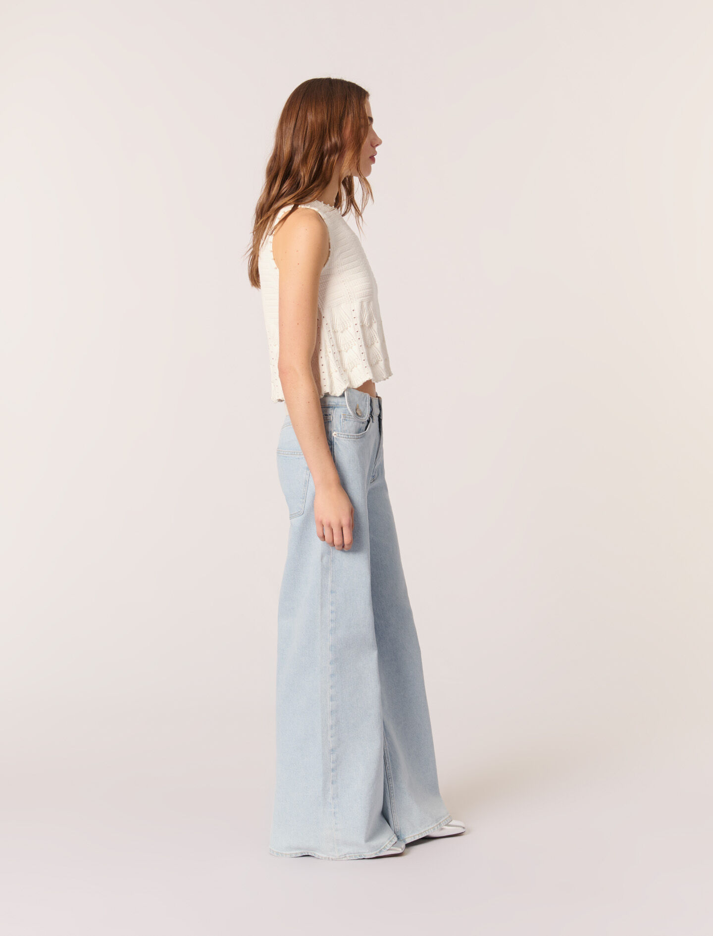 Faded wide-leg jeans Blue For Women | Maje