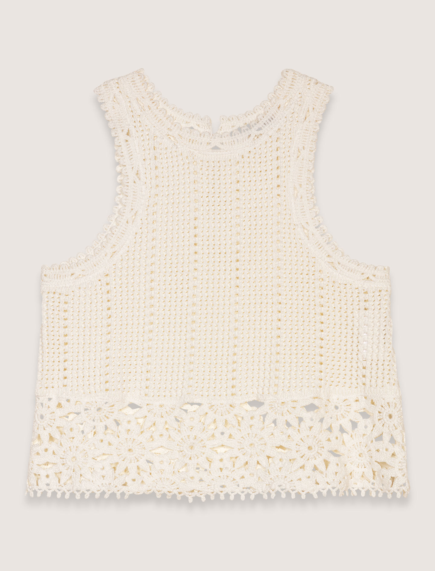 さらに100円引き◆MISCHIEF◆RHOMBUS CROCHET KNIT SHORT SLEEVE Maje_MFPSH00660-10_F_1.jpg