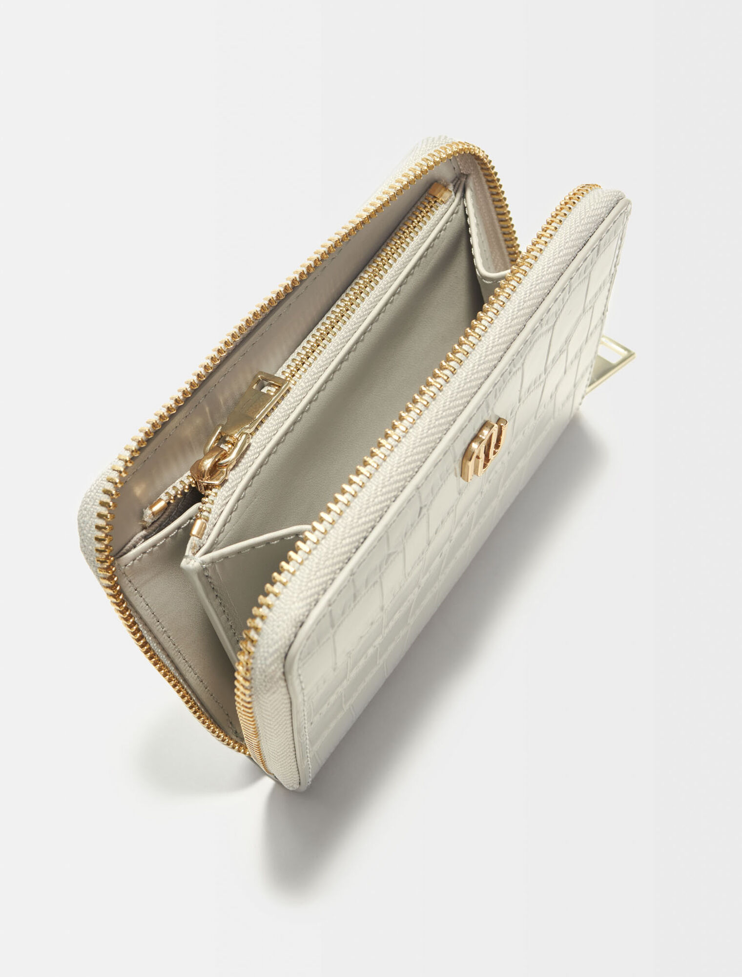 Croc-effect embossed leather wallet