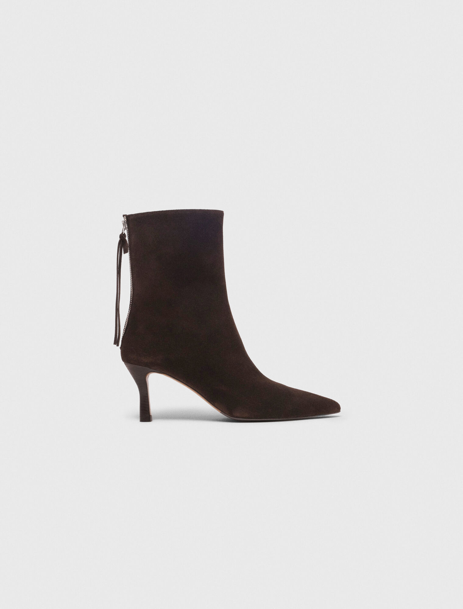Chocolate Brown zipped suede ankle boots