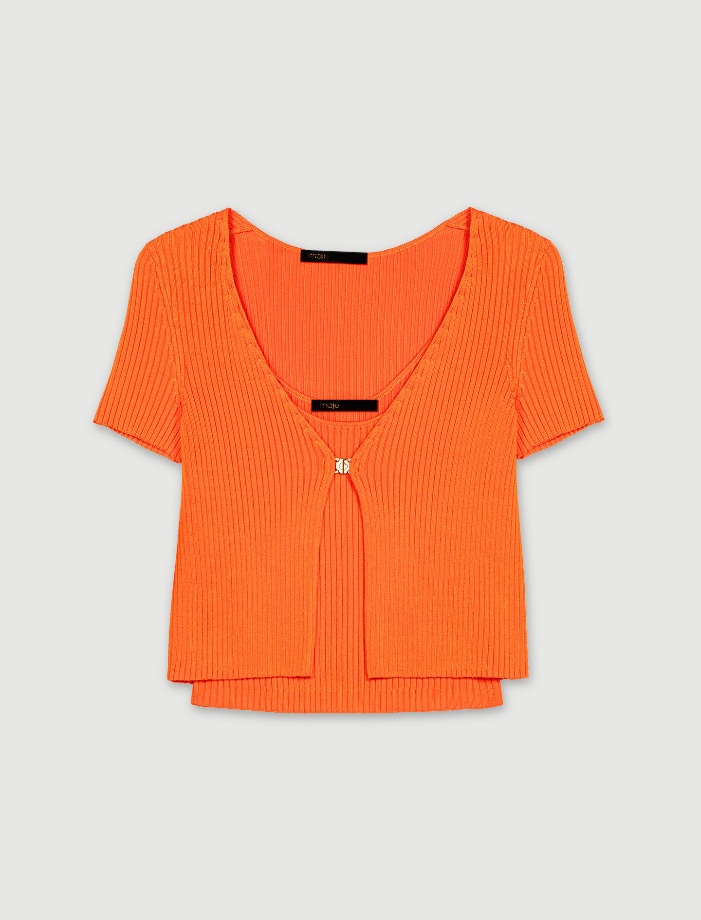 MAJE 売れ筋商品|||マージュ ニット&セーター アウター レディース Sweaters Orange Printed mohair cardigan