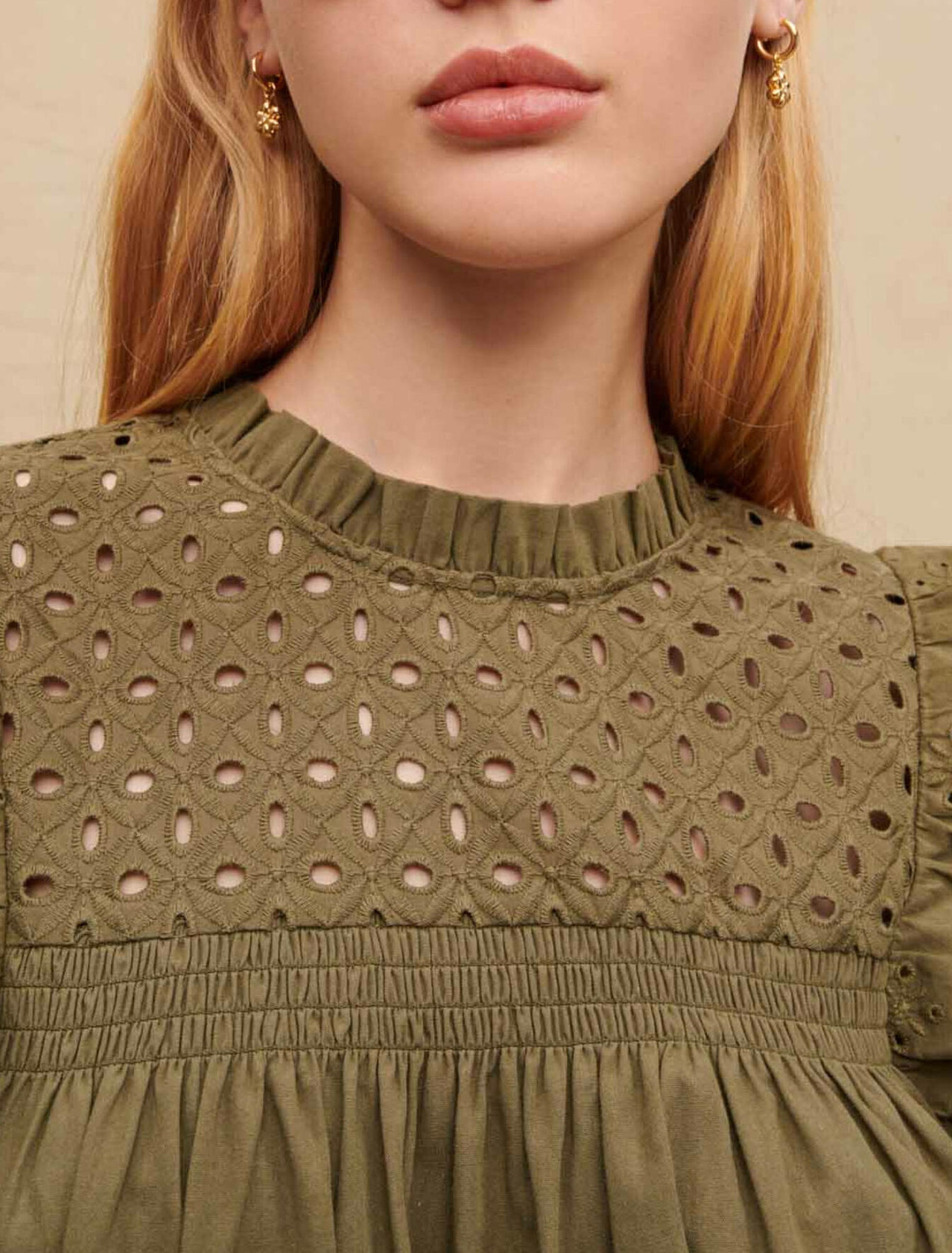 Embroidered cotton top with ruffles