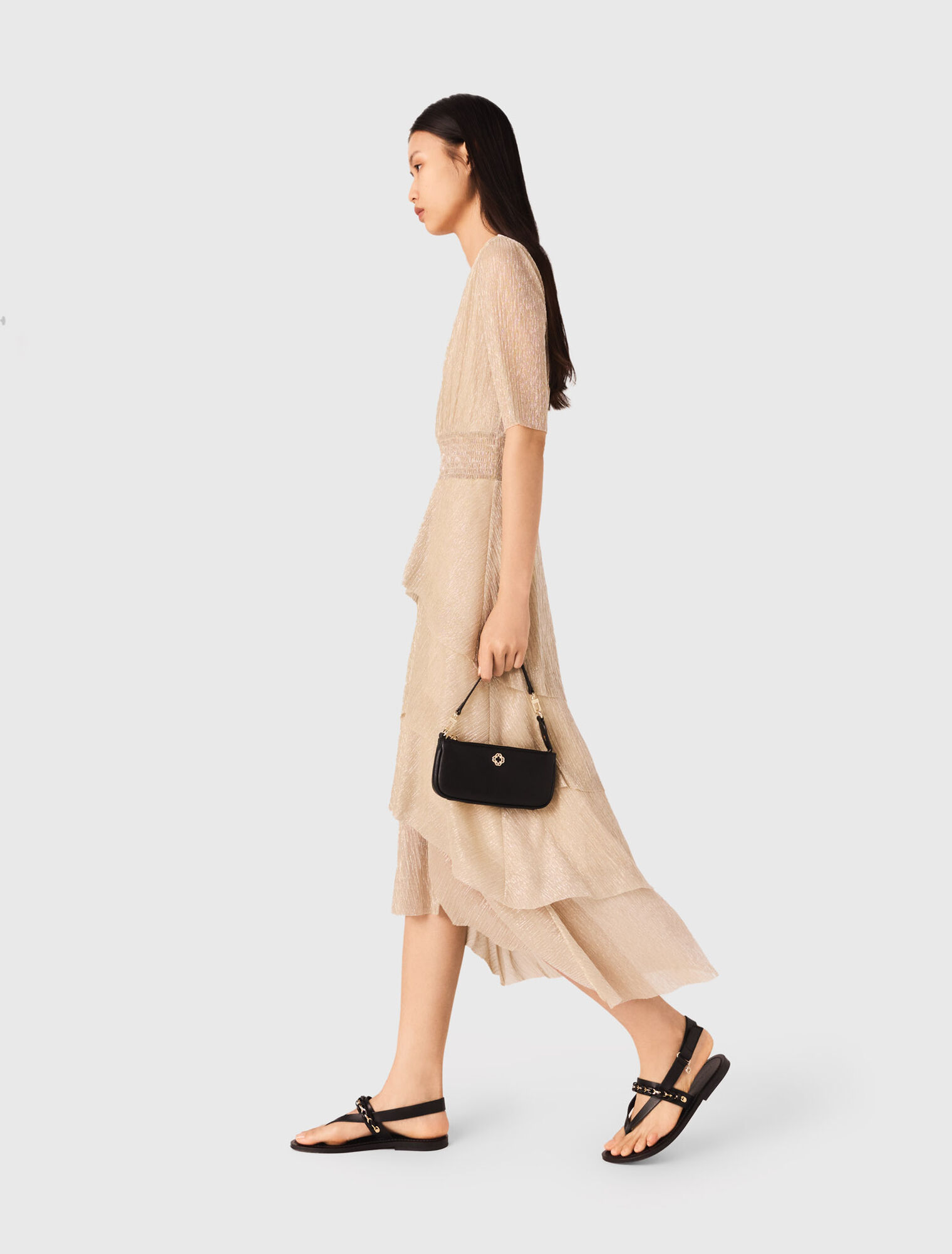 Metallic ruffled dress