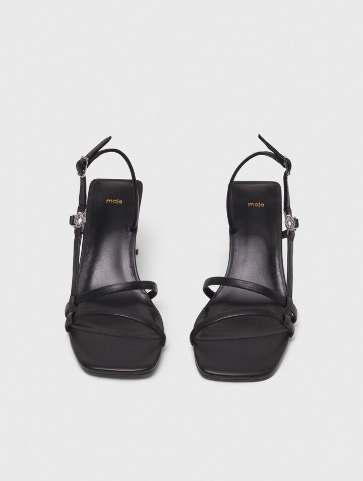 Metallic heel strappy sandals