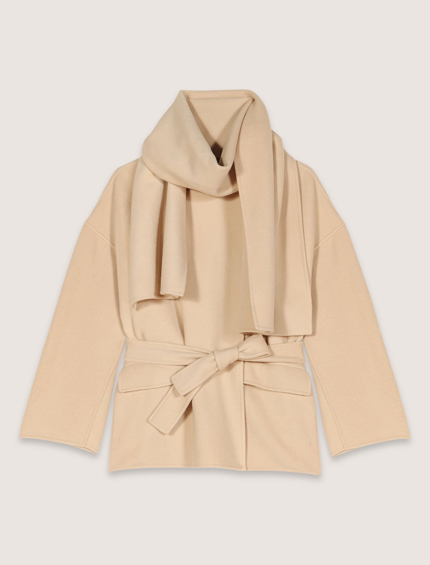 Double-faced coat with scarf Natural For Women | Maje