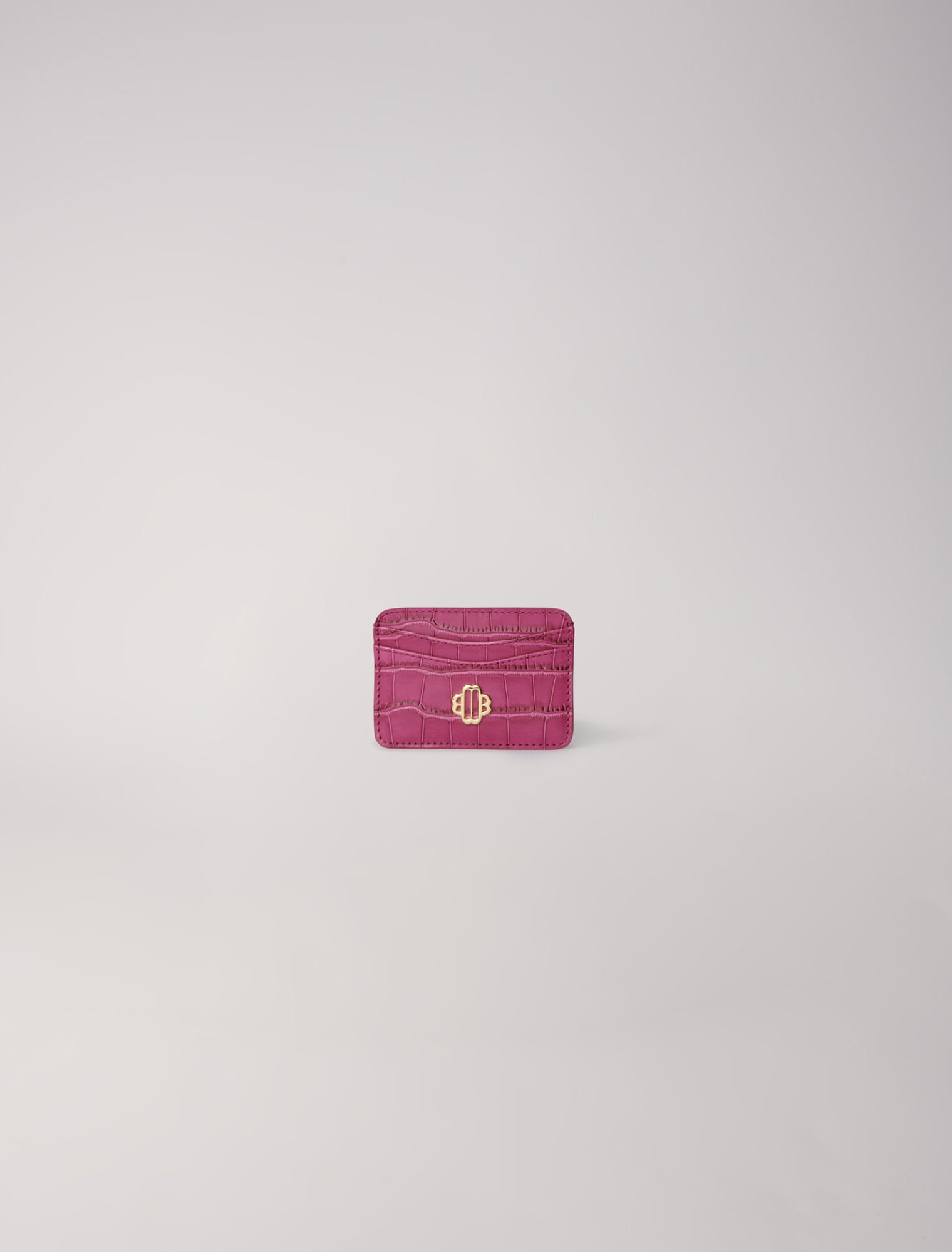 Mock croc embossed leather card case