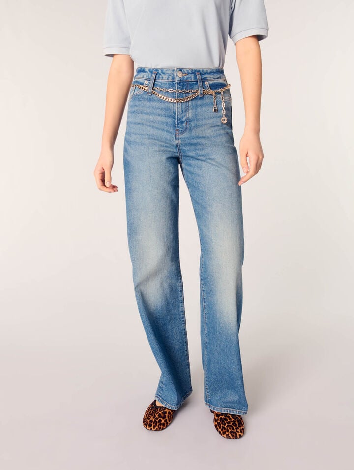Jeans with chain-link belt