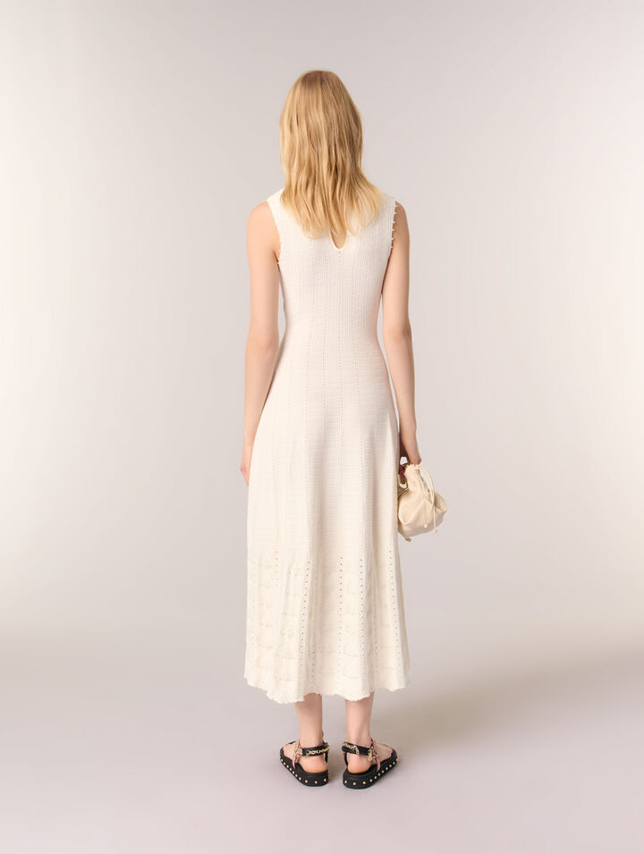 Beaded pointelle knit maxi dress 