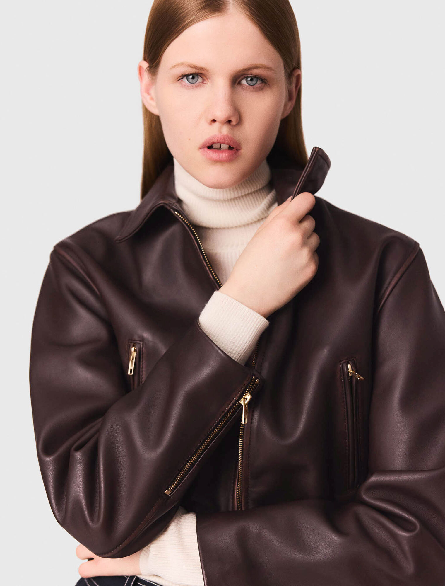 Vintage leather cropped jacket