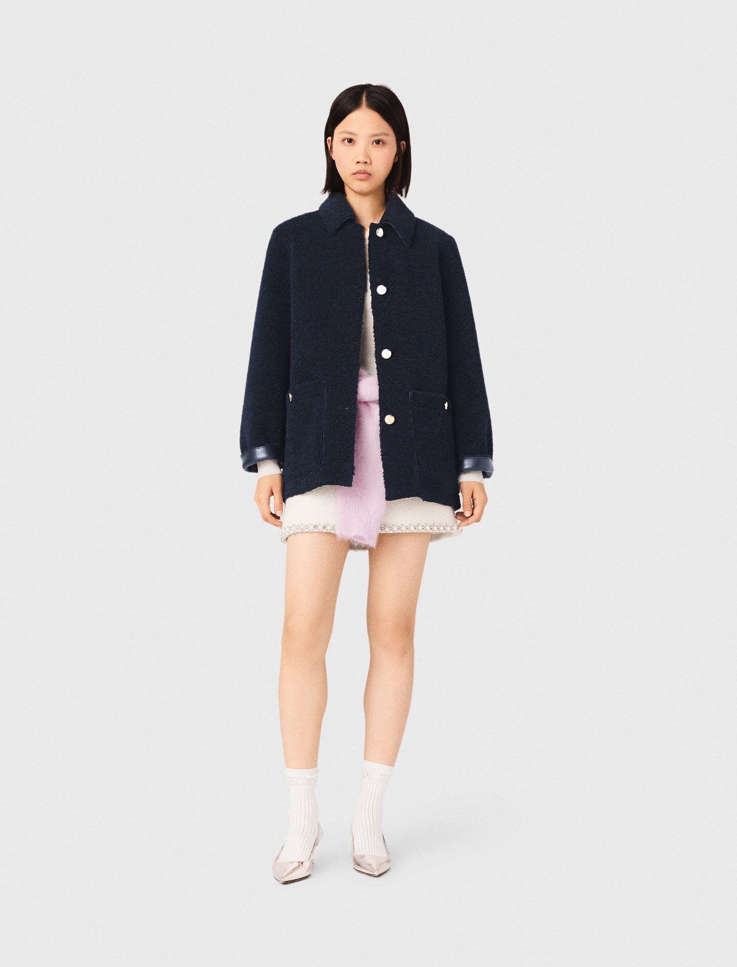 Reversible faux shearling Blue For Women | Maje