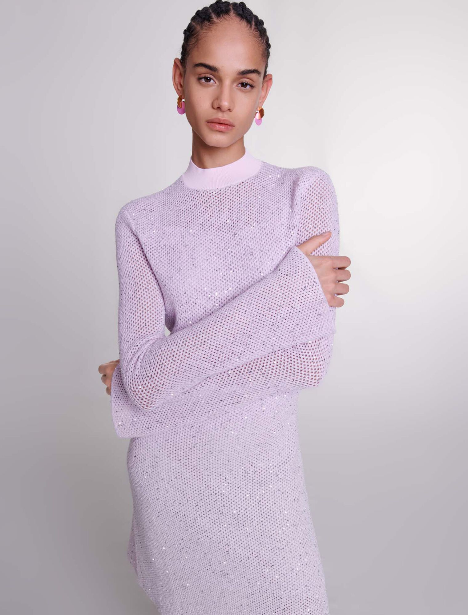Semi-sheer knit dress