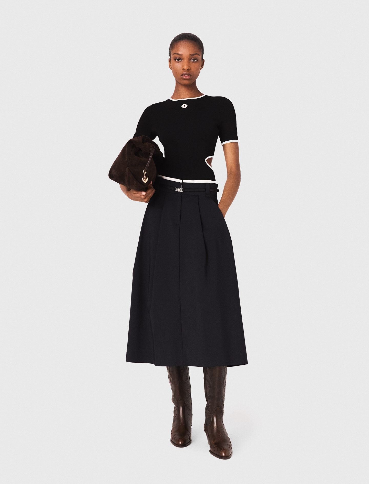 トップス Andmary  Brenda lace knit set black ANDMARY】Brenda lace knit set