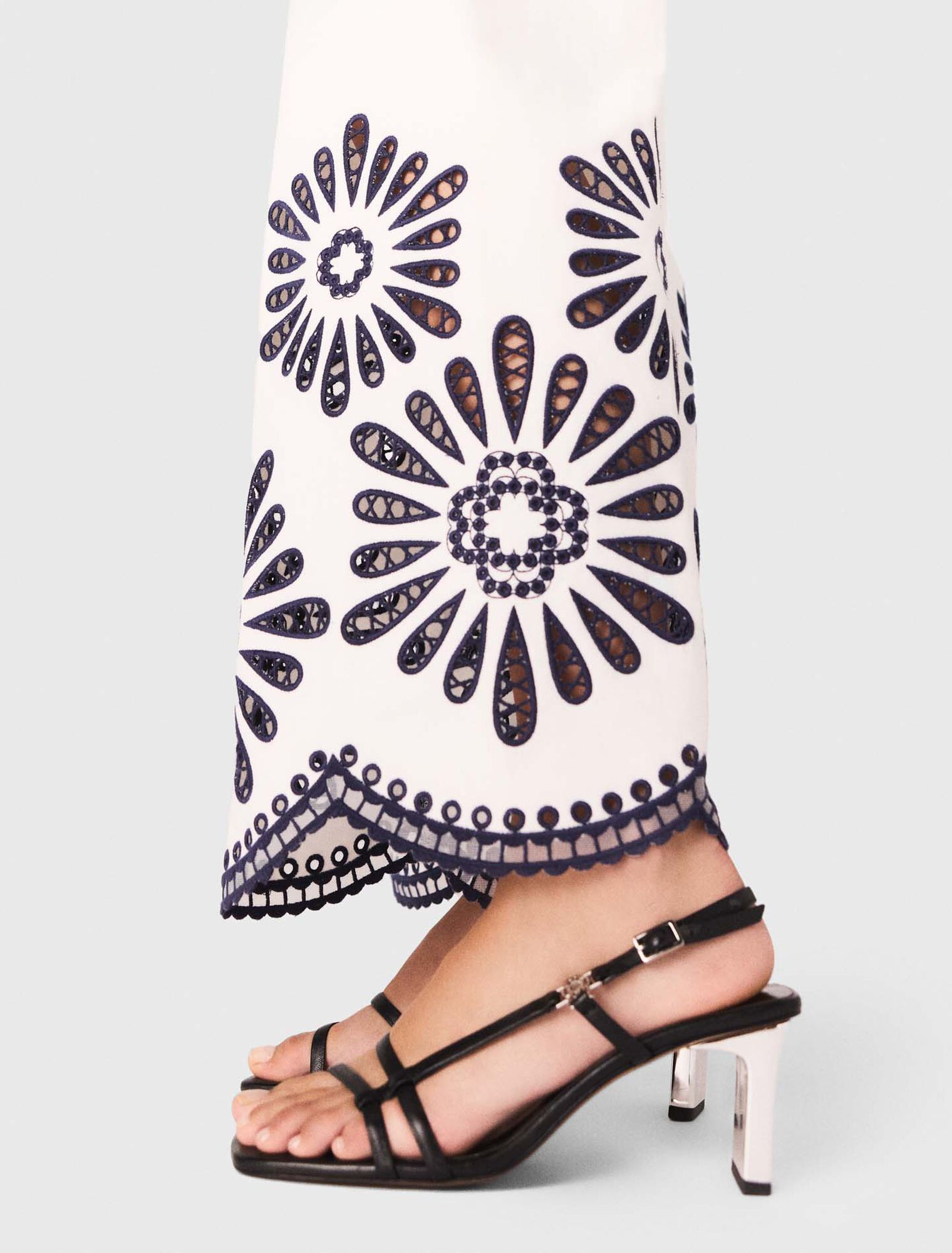 Trousers with crochet detail