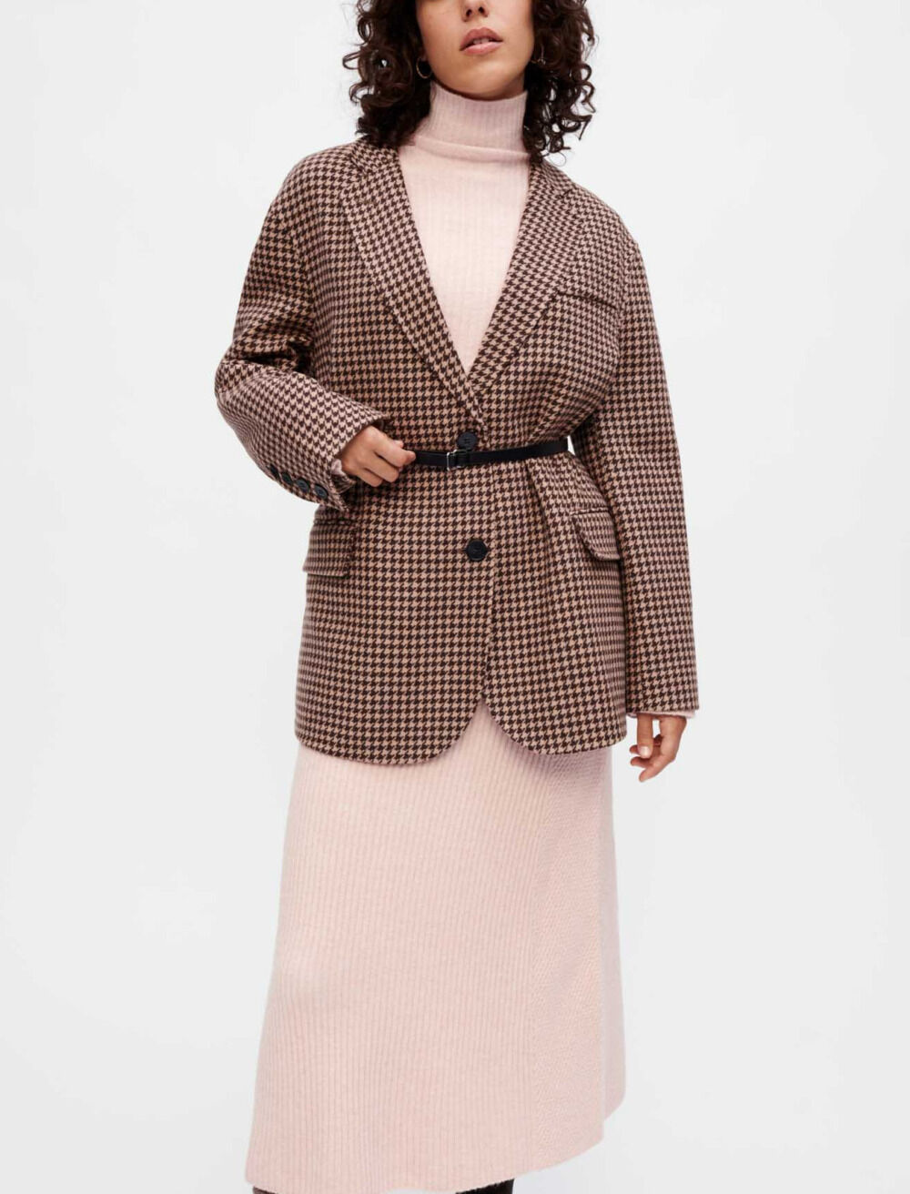 Oversized houndstooth coat Brown For Women Maje