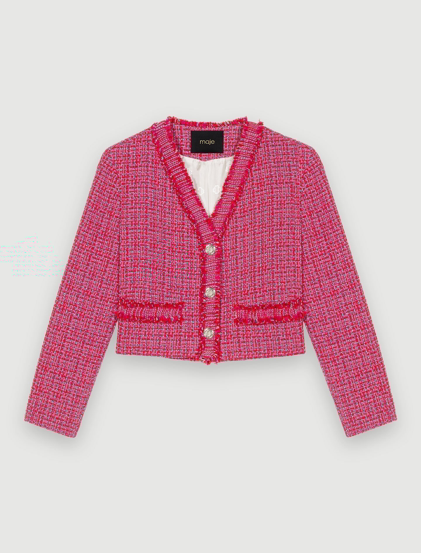 ❤️25新作 新品♡ maje ピンク色ニットジャケット♡　282 Tweed-effect knit cardigan