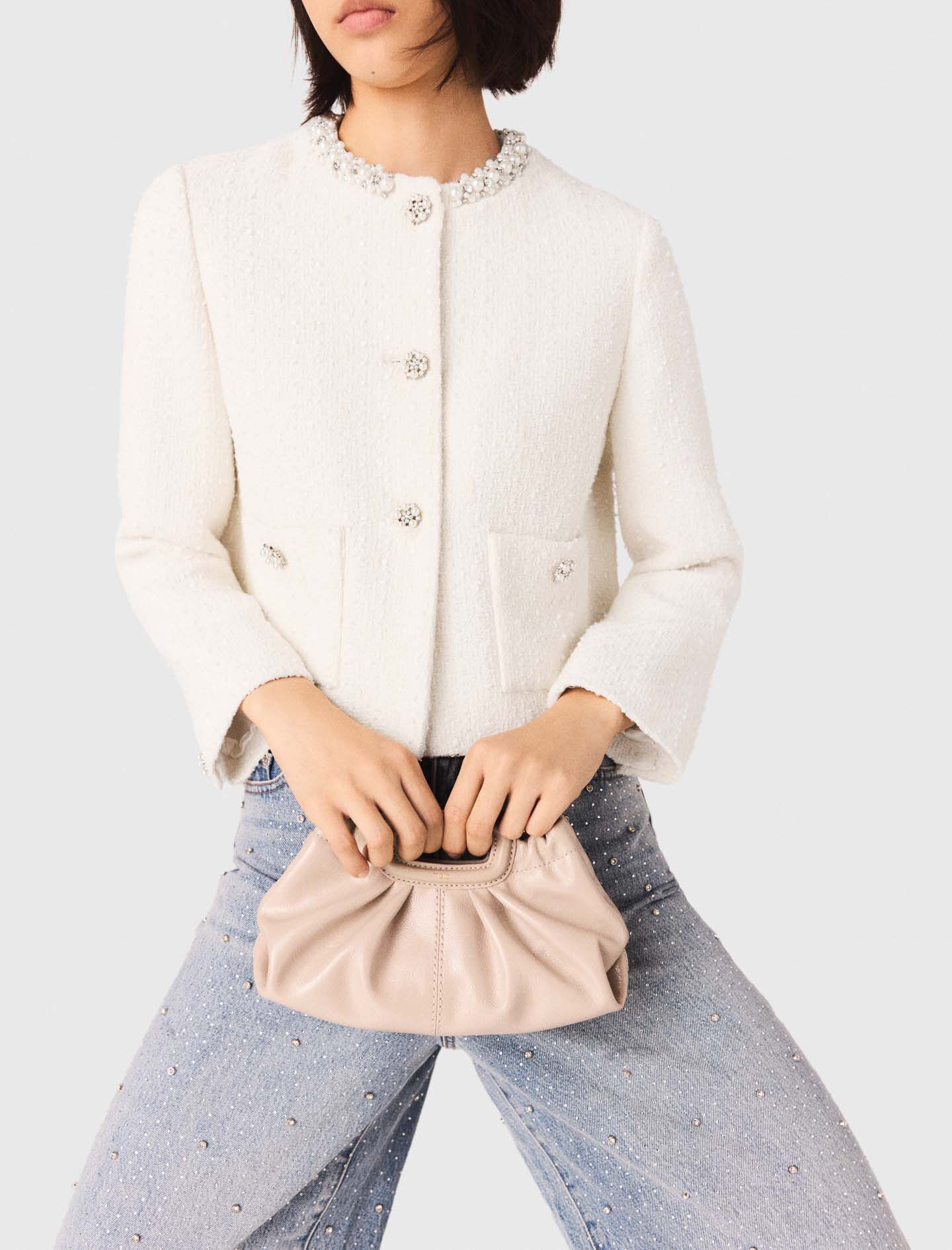 Naplak leather Milpli mini Clutch Natural For Women | Maje