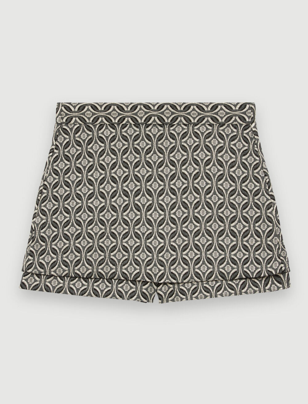 Lamé jacquard trompe-l'œil shorts Black / Gray For Women | Maje