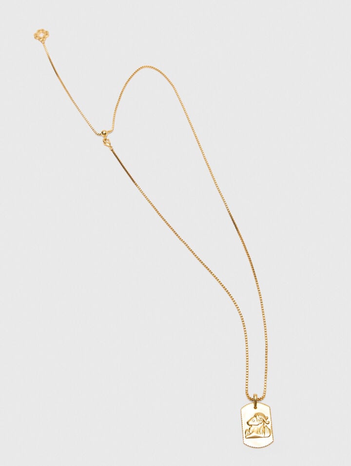 Zodiac sign plaque necklace