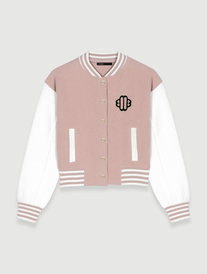 Knit bomber jacket with wool