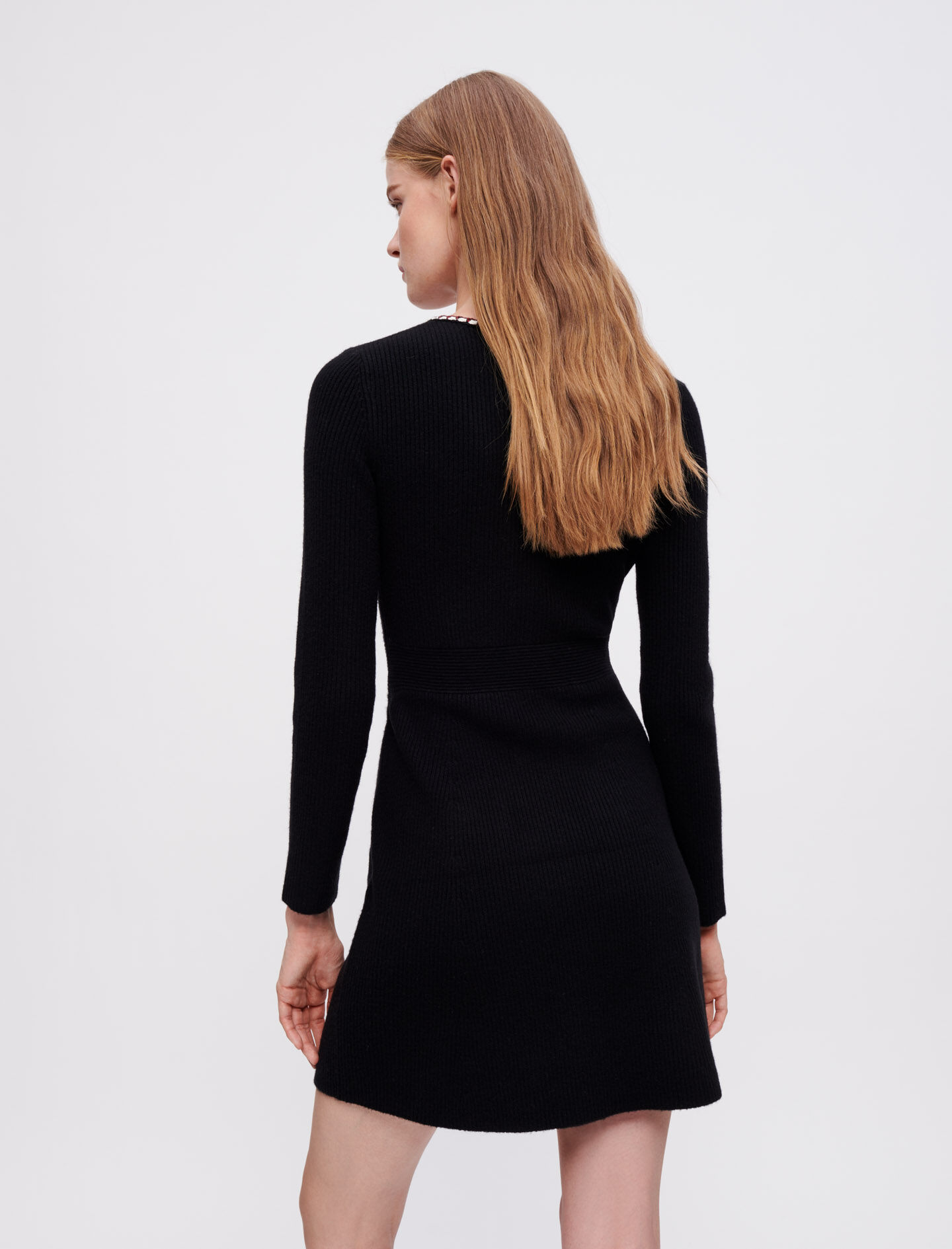 Contrast rib knit dress