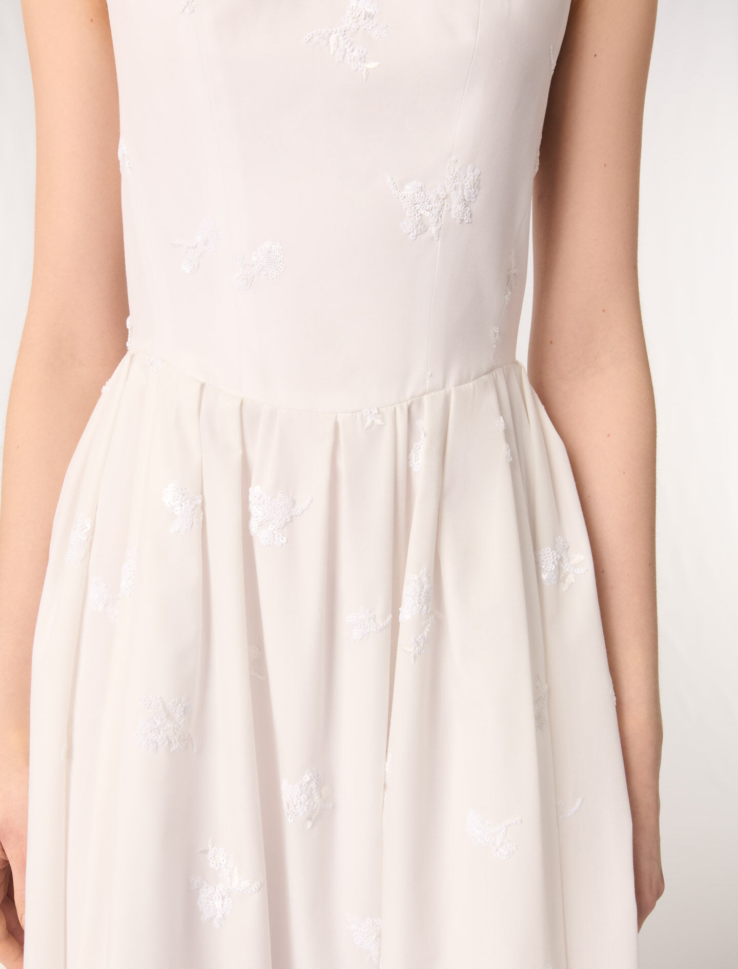 Embroidered cotton midi dress White For Women | Maje