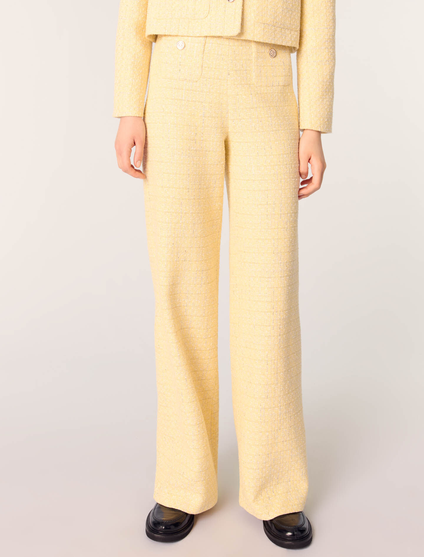 レビュー高評価のおせち贈り物 Straight-leg tweed/lurex trousers Yellow / Orange For Women パンツ