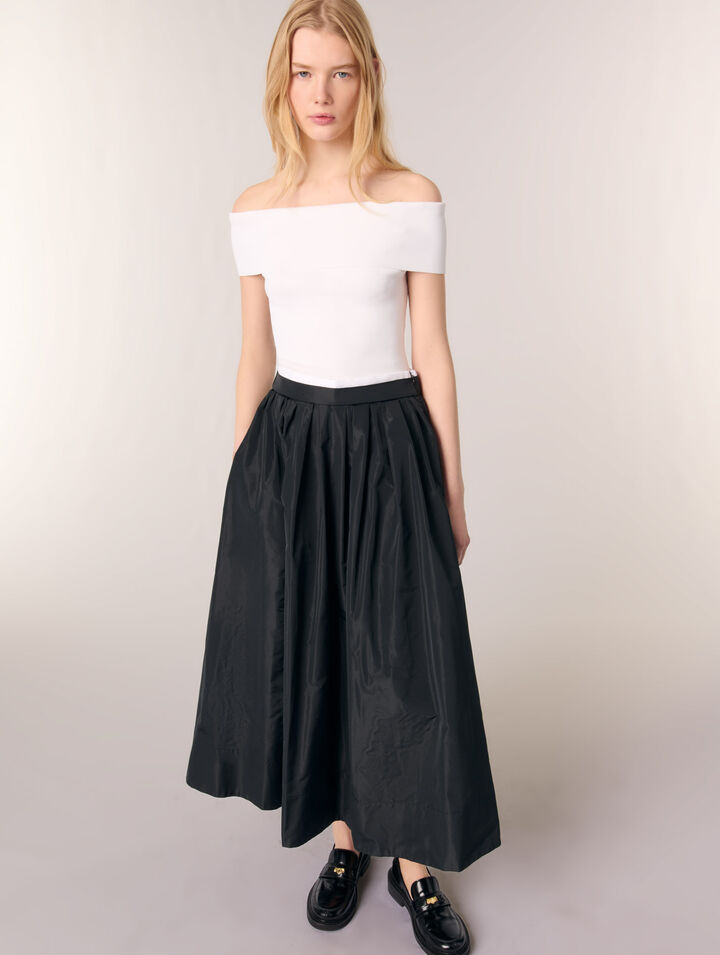 maxi skirt with contrast waistband