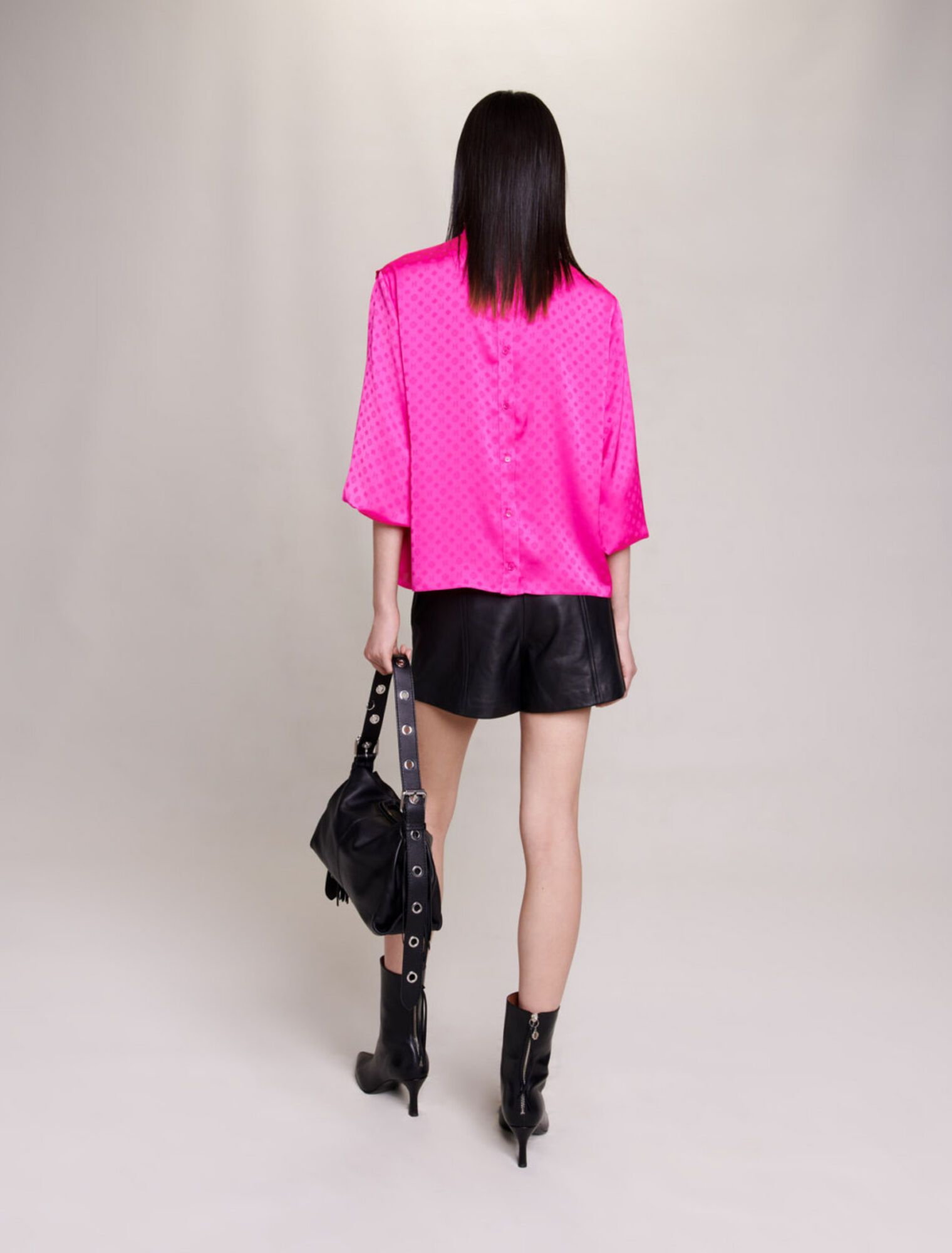 Satin jacquard blouse