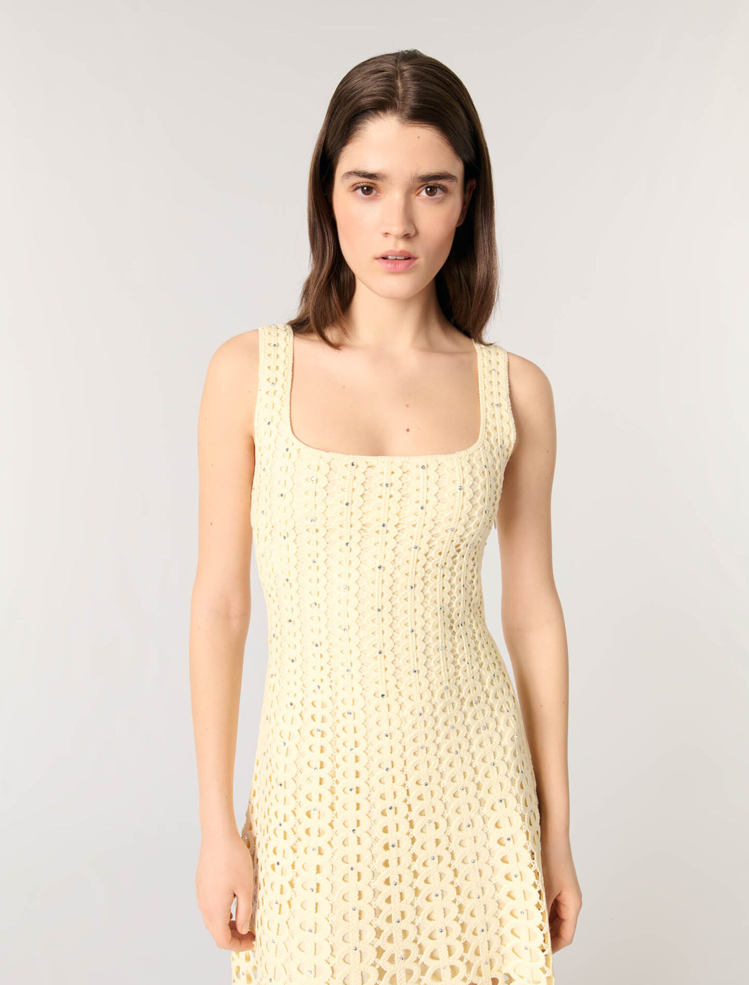 Rhinestone crochet maxi dress