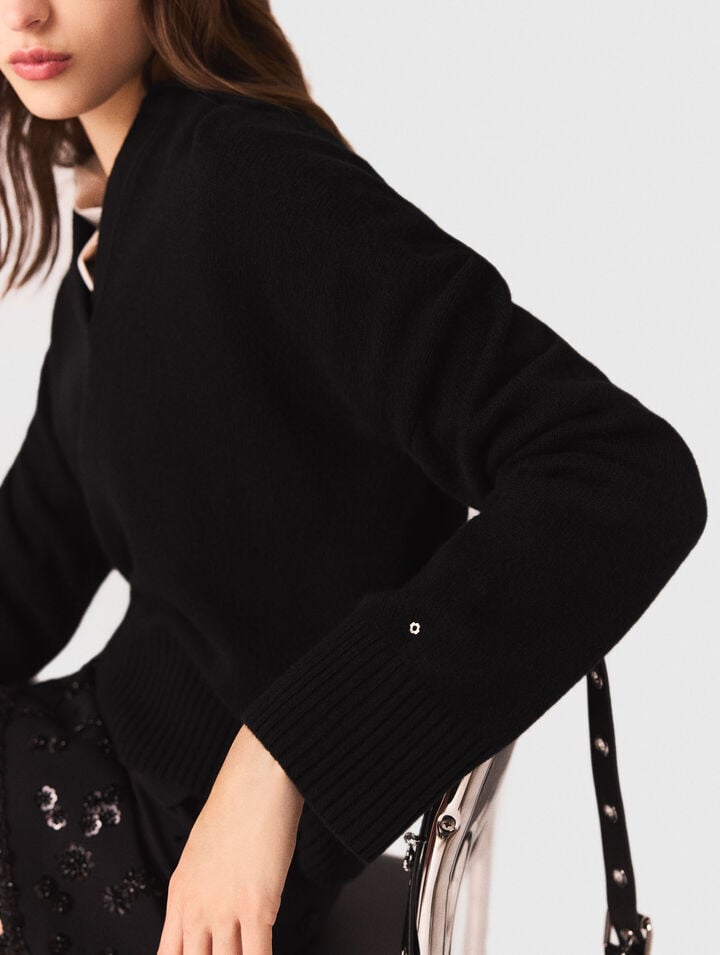 Open polo collar cardigan