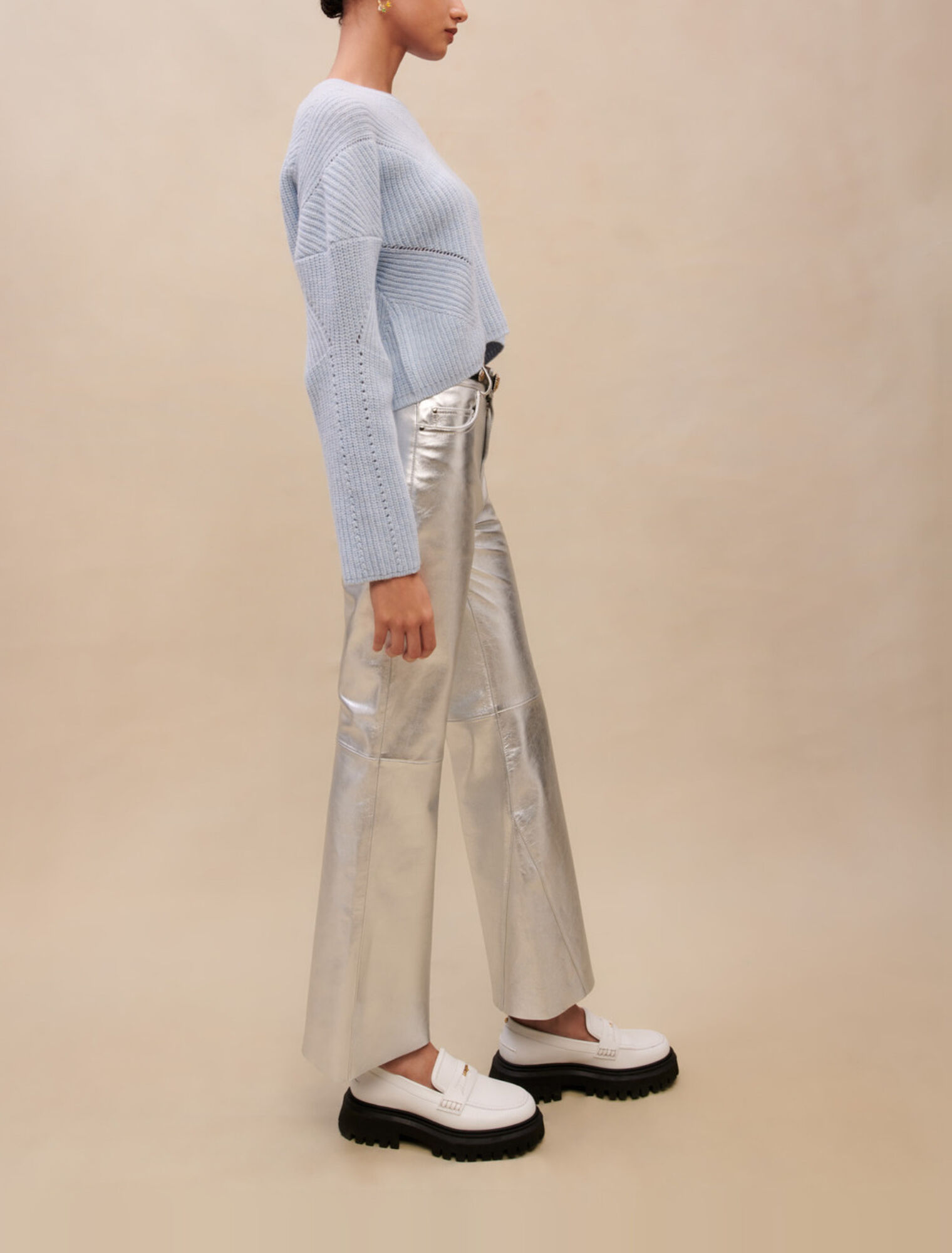 Silver leather trousers