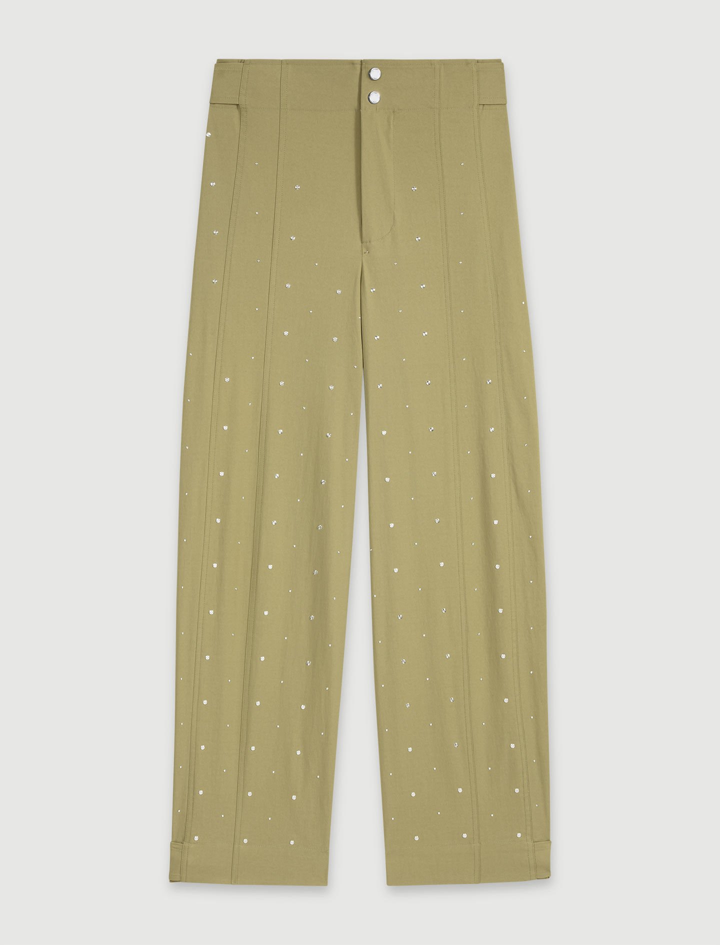 Studded baggy trousers Brown For Women | Maje
