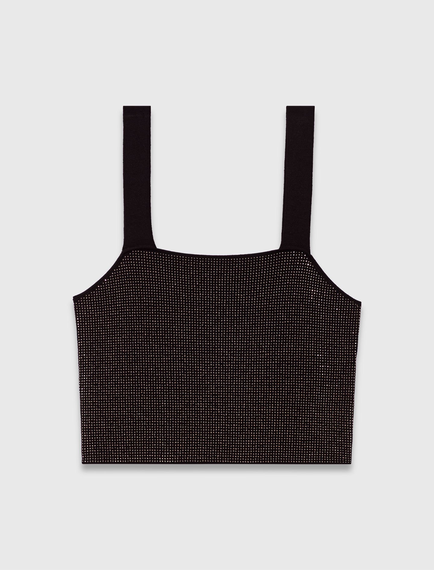 Strappy diamanté knit top Black / Gray For Women | Maje