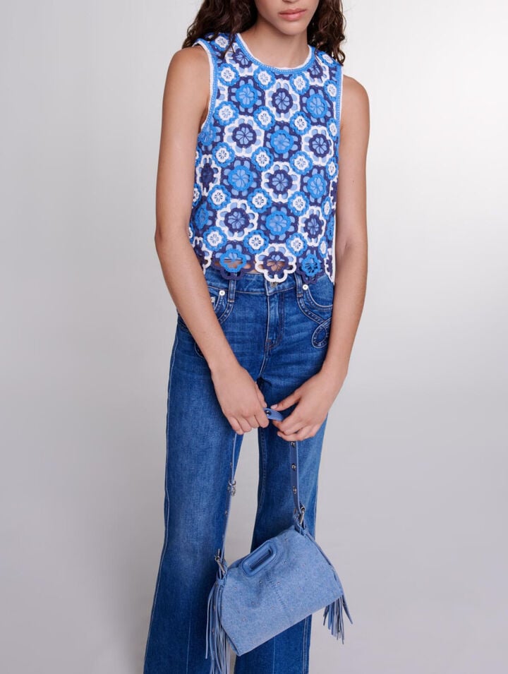 Three-tone crochet top