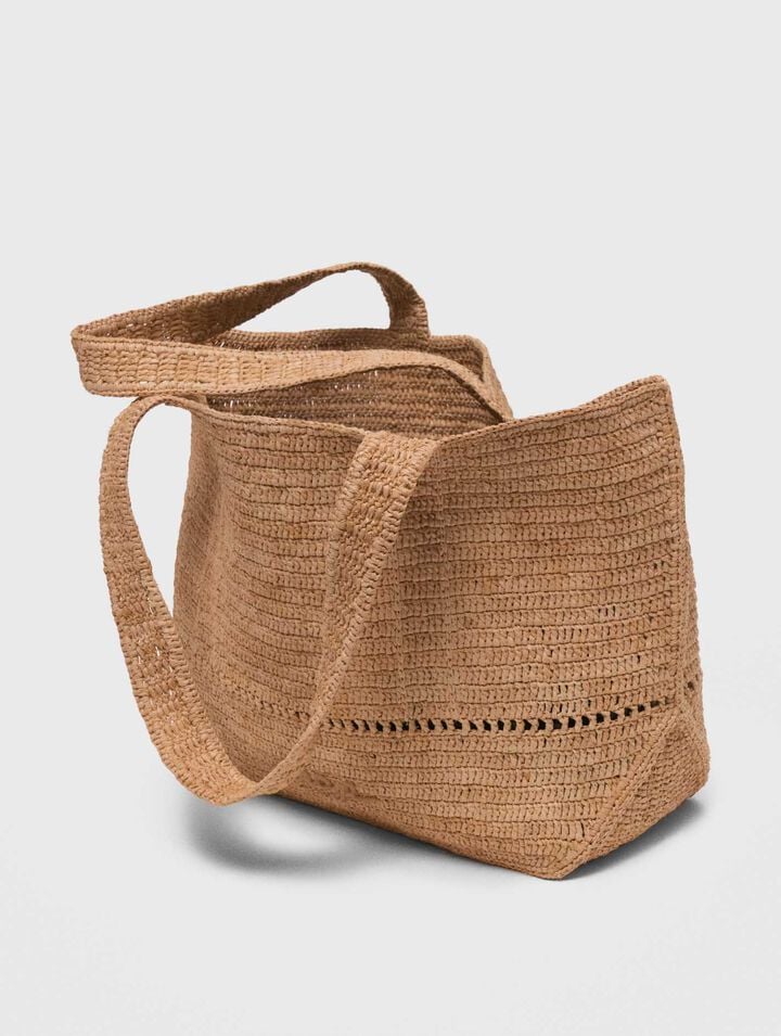 Crocheted raffia tote bag