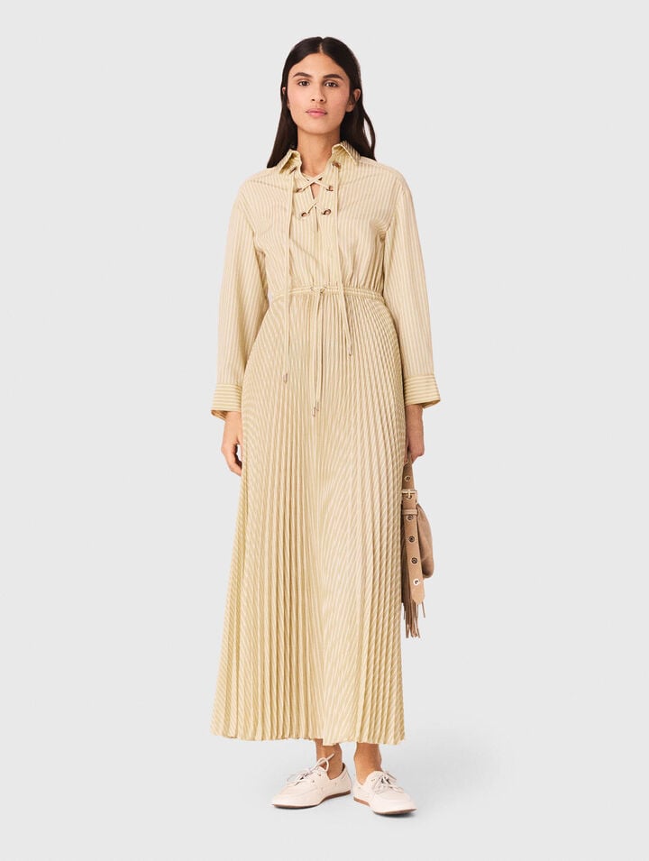 Eyelet pleated maxi dress