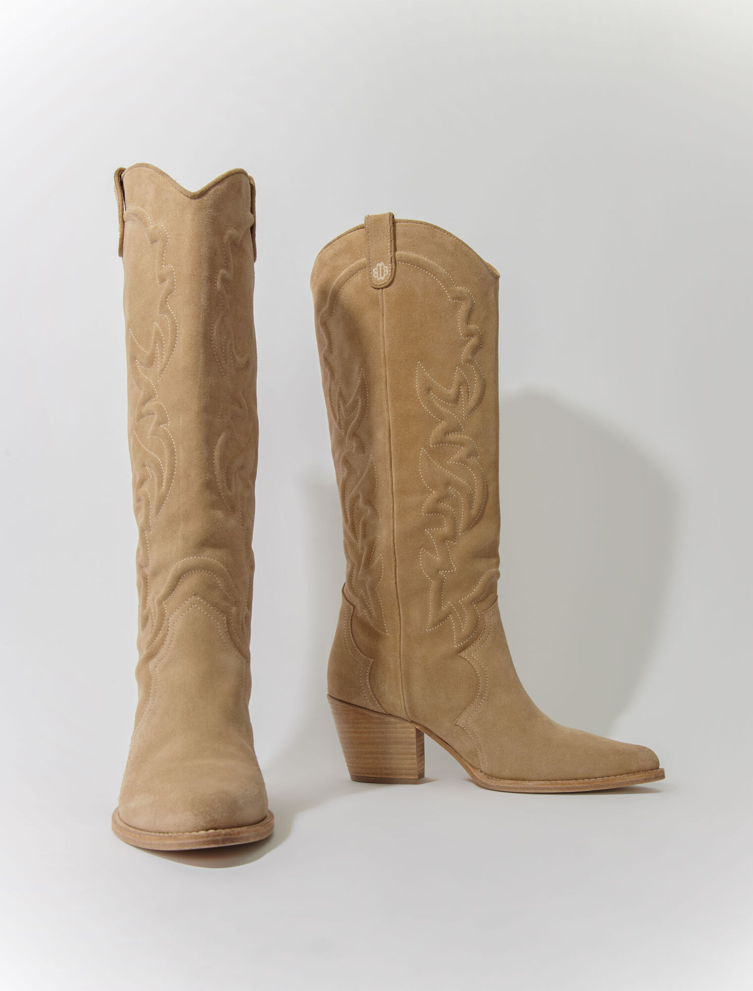 Embroidered leather cowboy boots