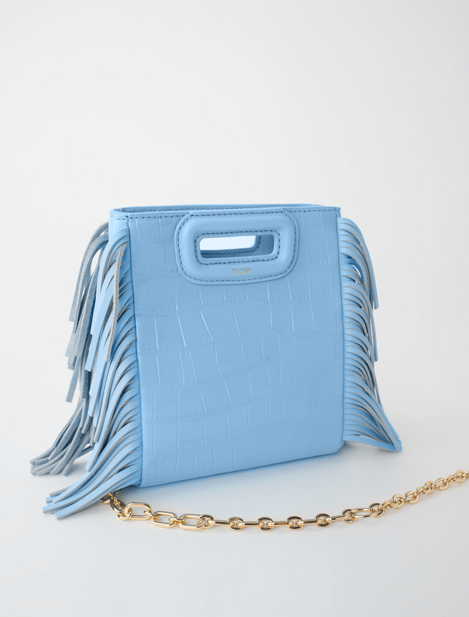 Mini embossed-leather M bag with chain