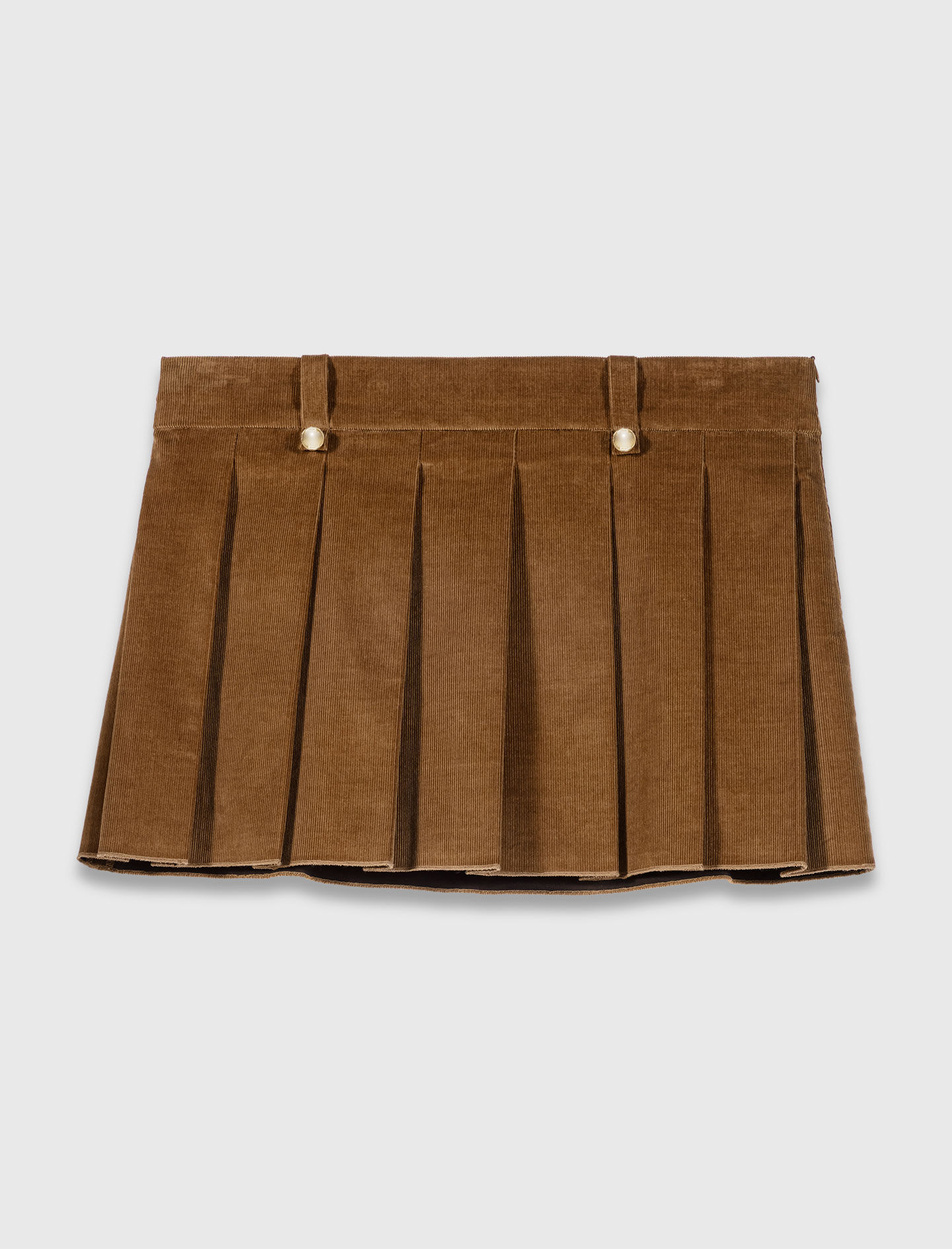 Pleated corduroy mini skirt Brown For Women | Maje